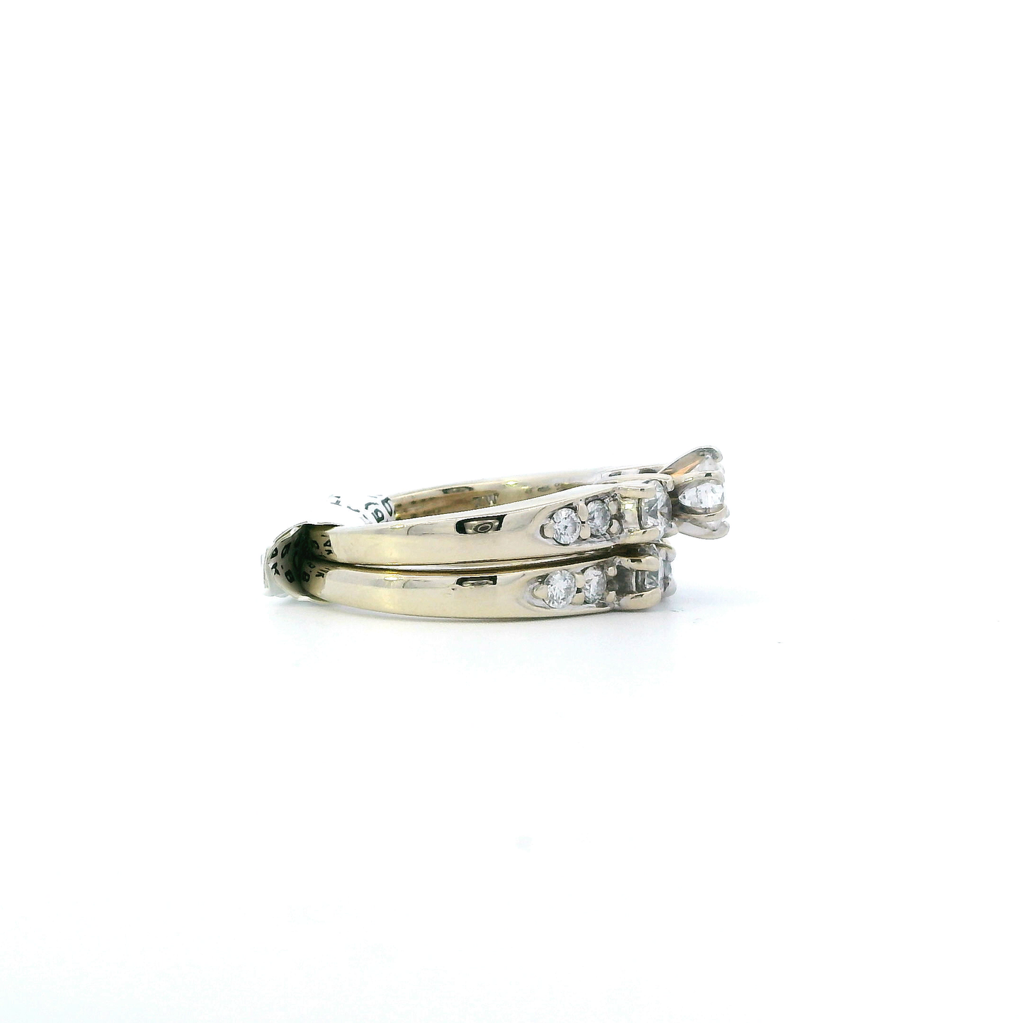 14K Yellow Gold Womens Diamond Engagement & Wedding Ring Set - 1.40ct