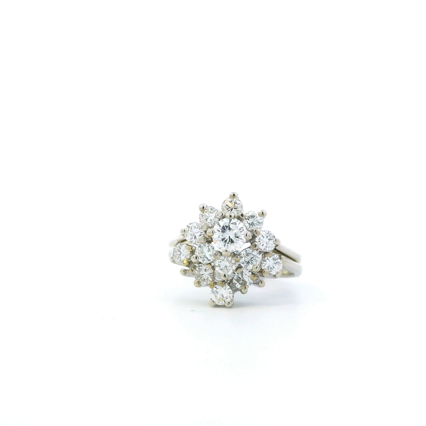 14K White Gold Womens Diamond Engagement & Wedding Ring Set - 1.58ct