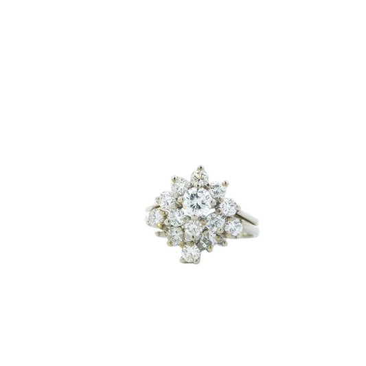 14K White Gold Womens Diamond Engagement & Wedding Ring Set - 1.58ct