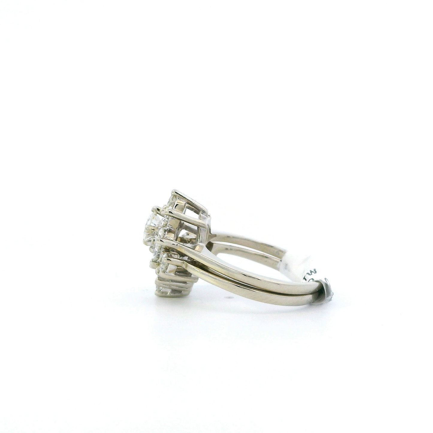 14K White Gold Womens Diamond Engagement & Wedding Ring Set - 1.58ct