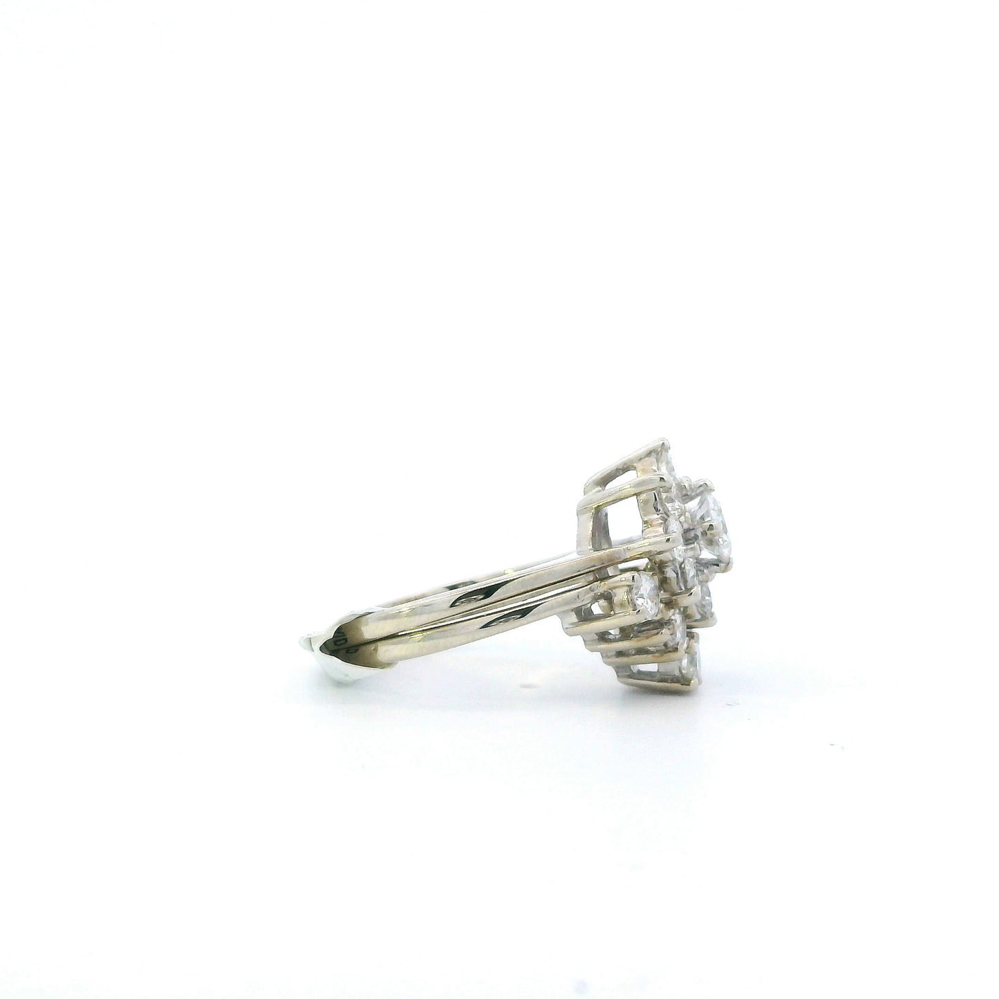 14K White Gold Womens Diamond Engagement & Wedding Ring Set - 1.58ct