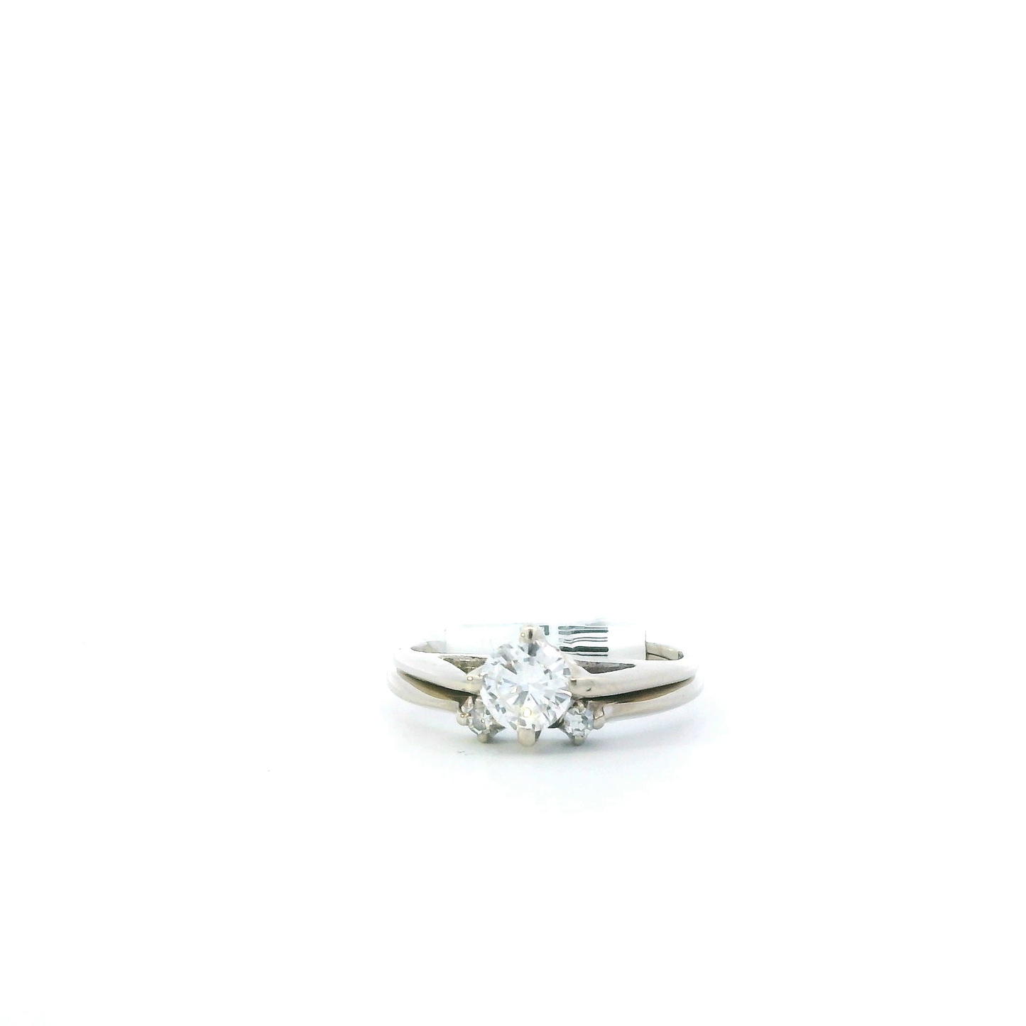 14K White Gold Womens Diamond Engagement & Wedding Ring Set -0.53ct
