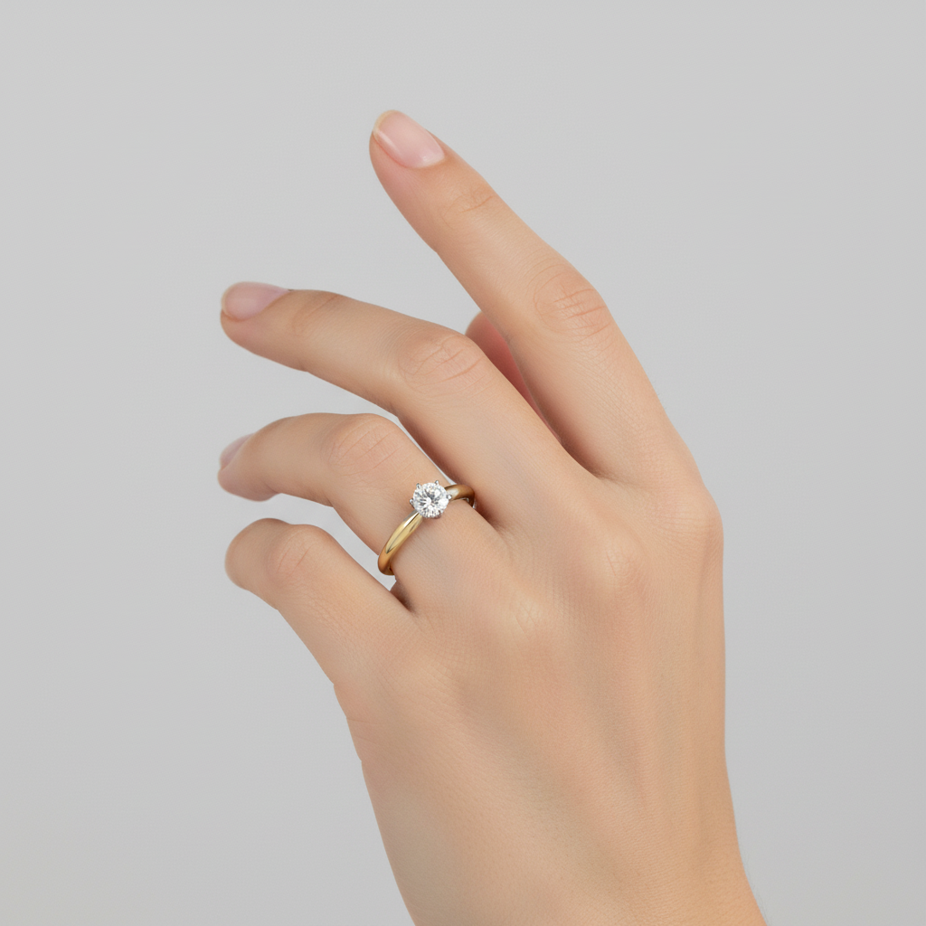 14K Yellow Gold Diamond Solitaire Ring - 0.37ct