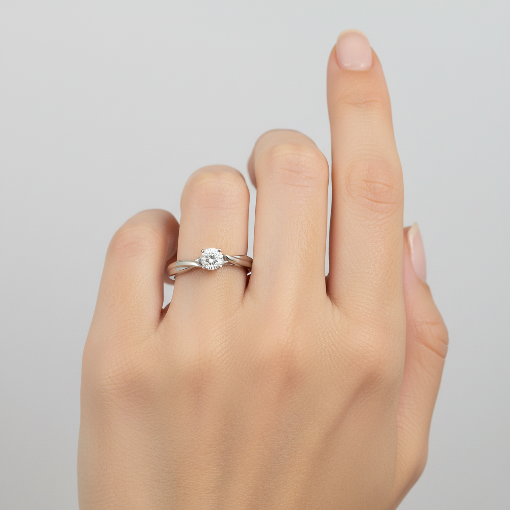 14K White Gold Diamond Solitaire Ring - 0.38ct