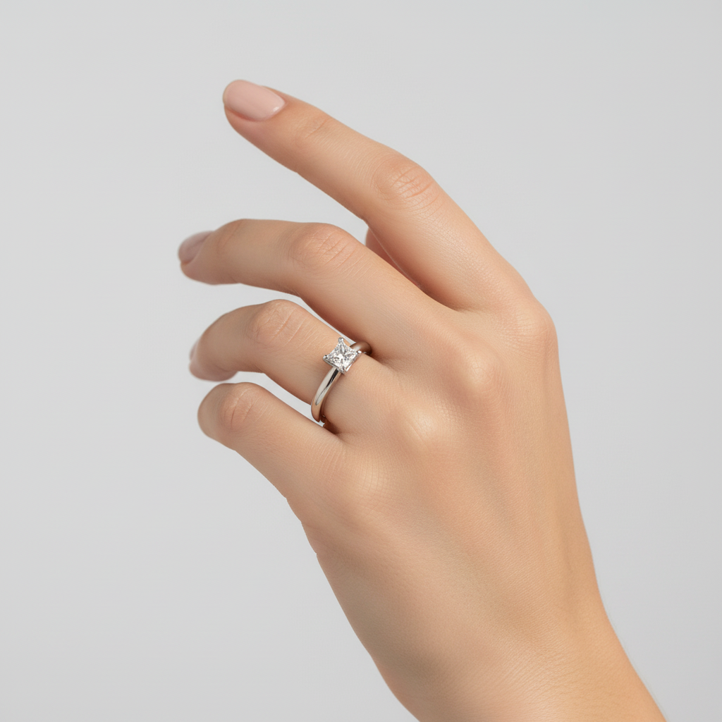 14K White Gold Diamond Solitaire Ring - 0.48ct