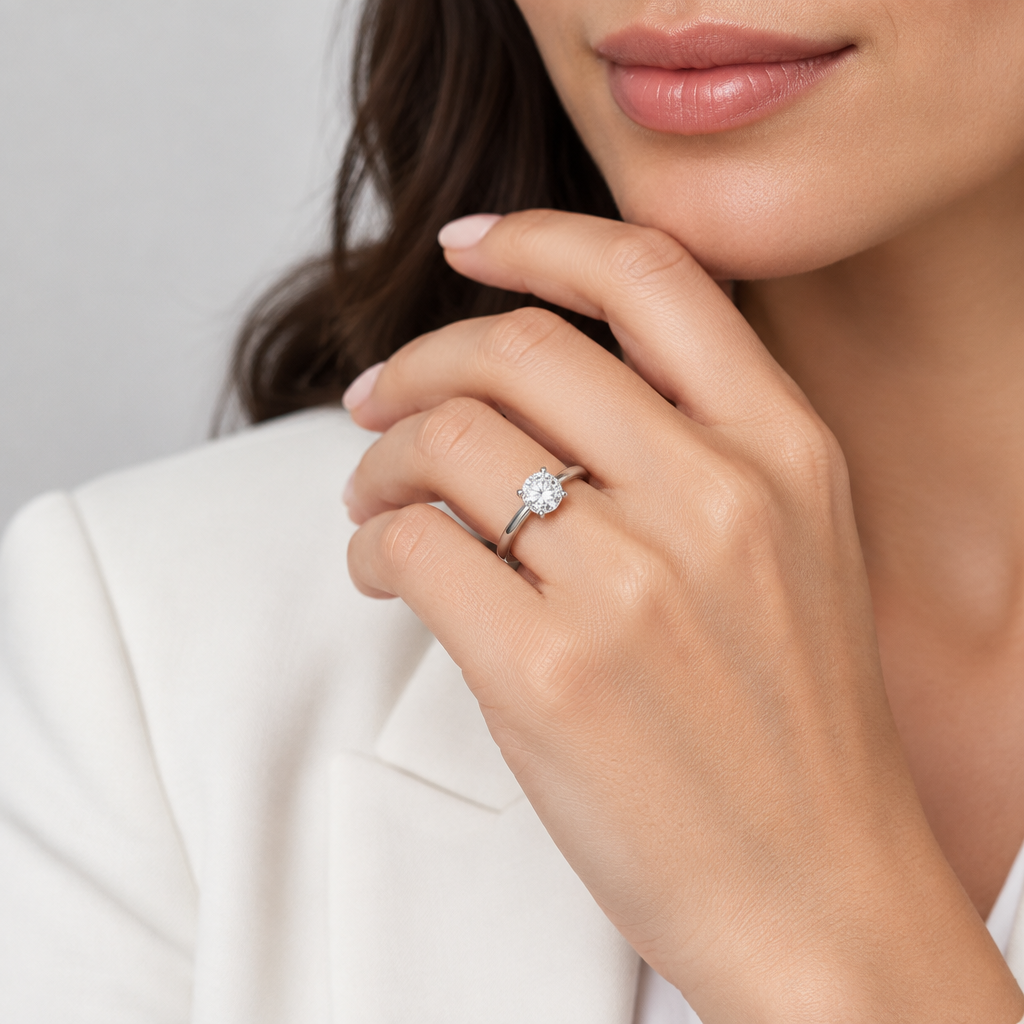14K White Gold Diamond Solitaire Ring - 1.02ct