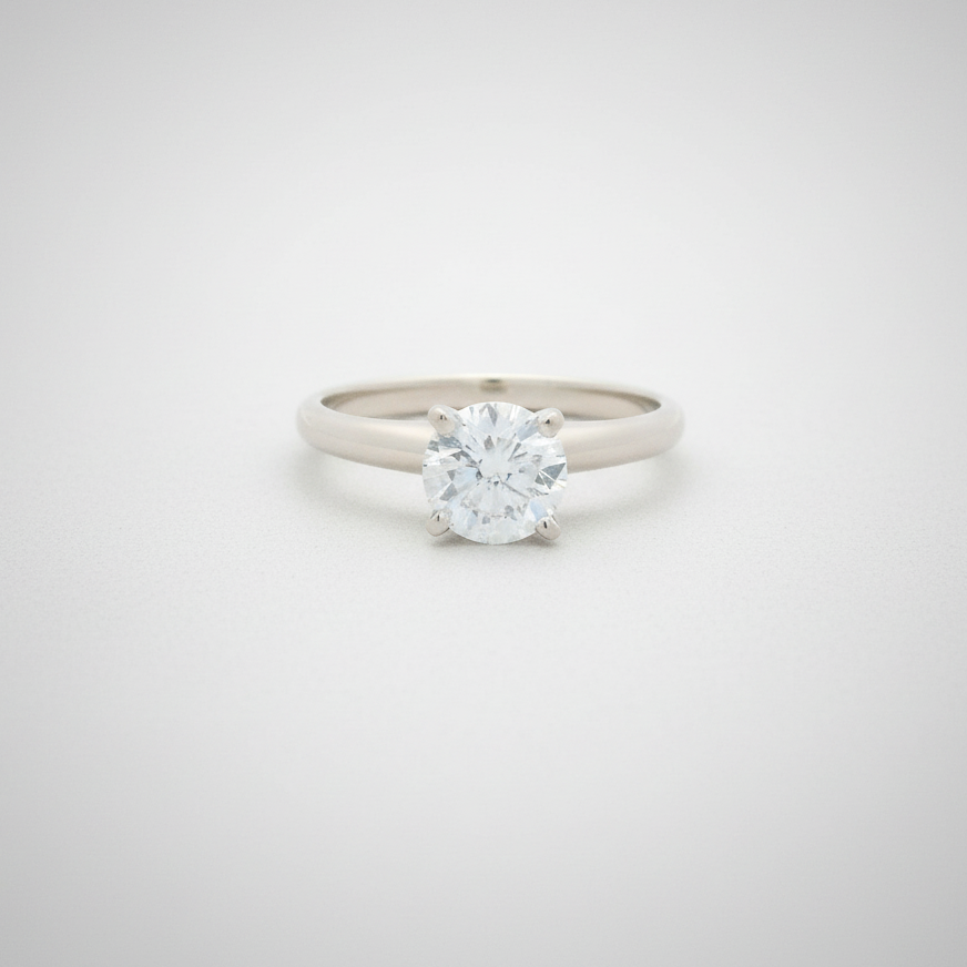 14K White Gold Diamond Solitaire Ring - 1.02ct