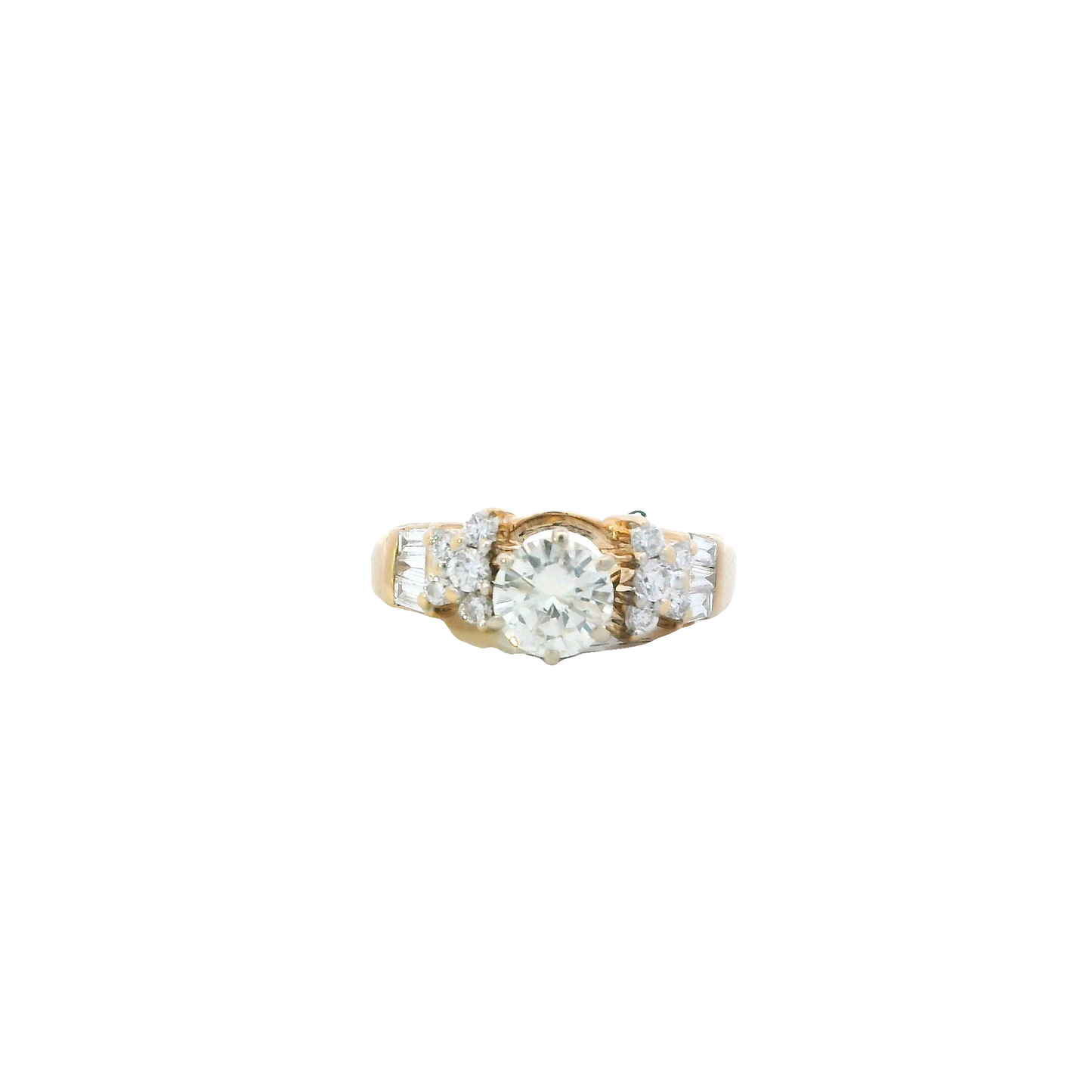 14K Yellow & White Gold Diamond Engagement & Wedding Ring Set - 1.09ct
