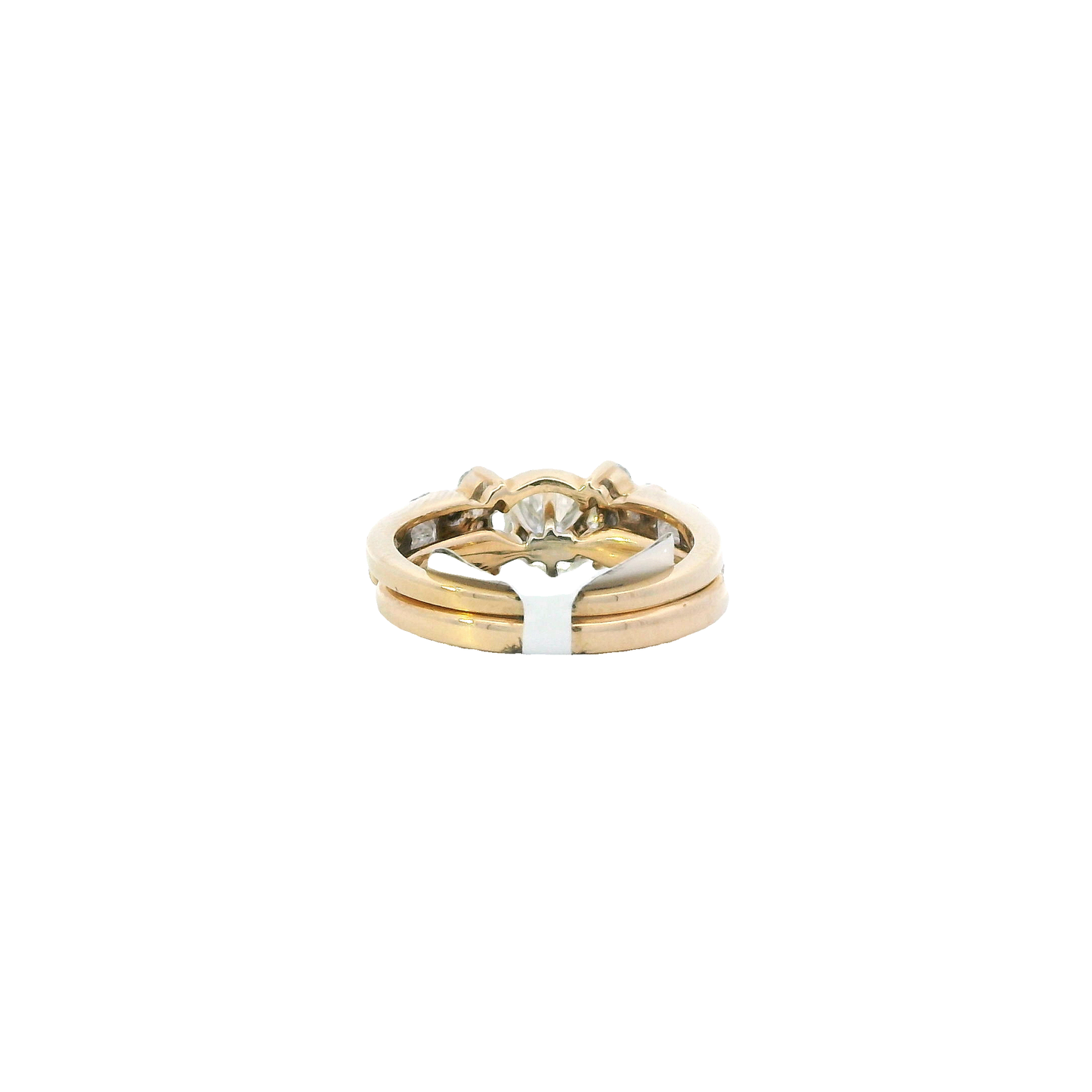 14K Yellow & White Gold Diamond Engagement & Wedding Ring Set - 1.09ct