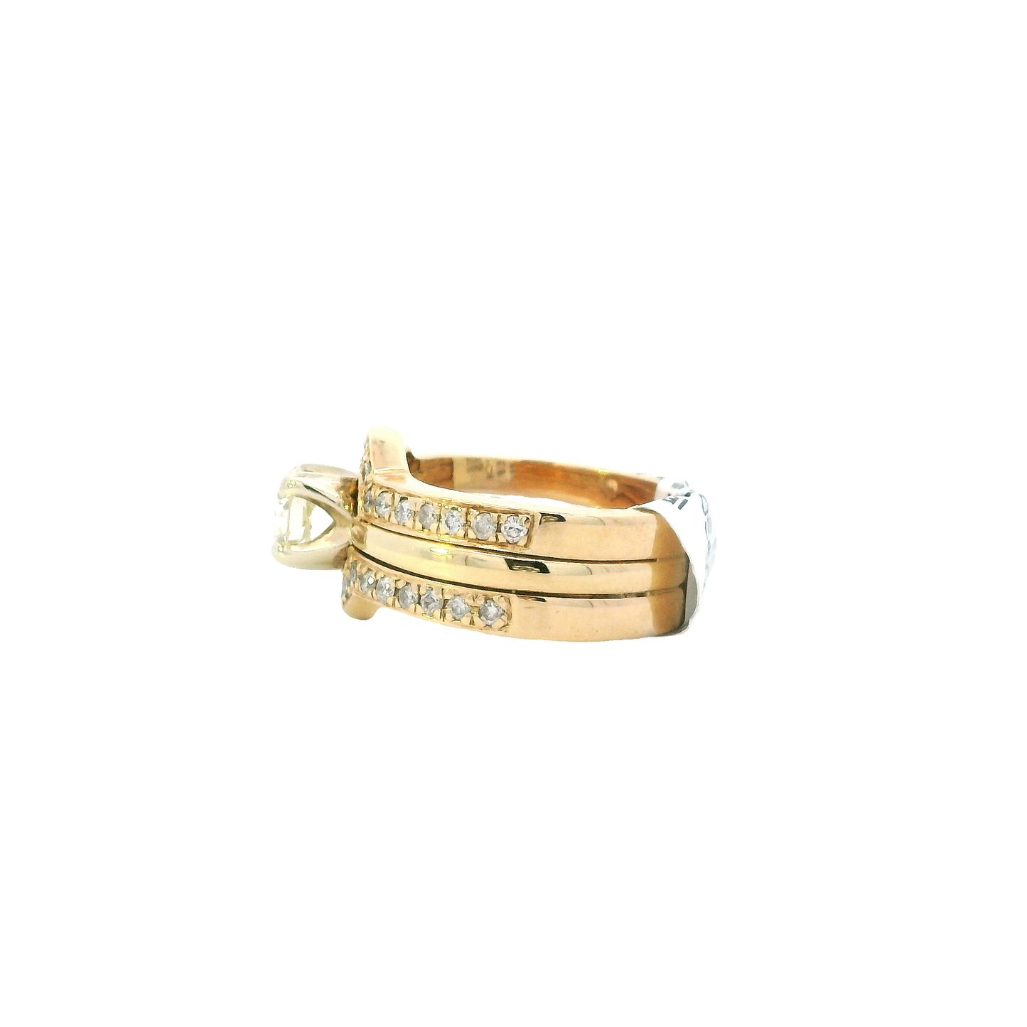 14K Yellow & White Gold Diamond Engagement & Wedding Ring Set - 1.27ct