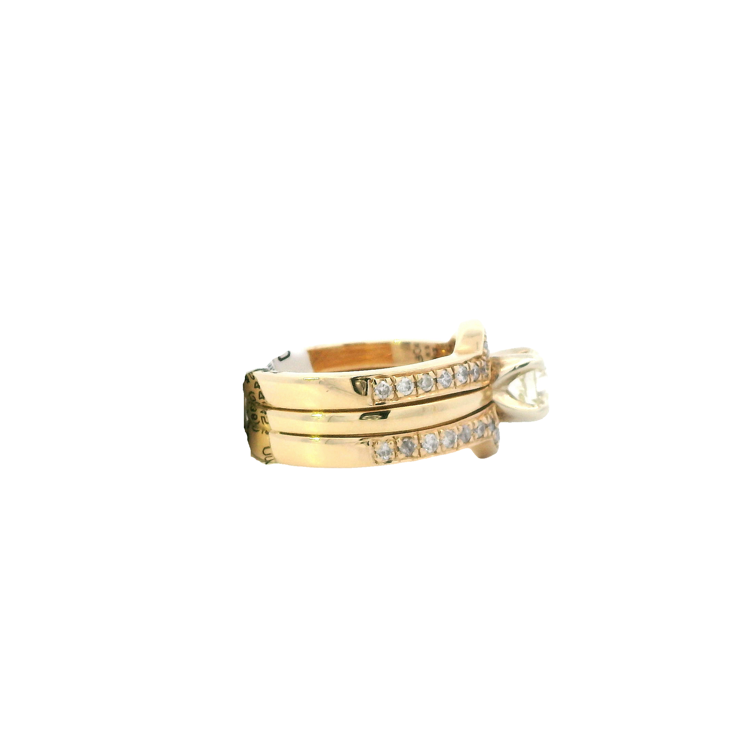 14K Yellow & White Gold Diamond Engagement & Wedding Ring Set - 1.27ct