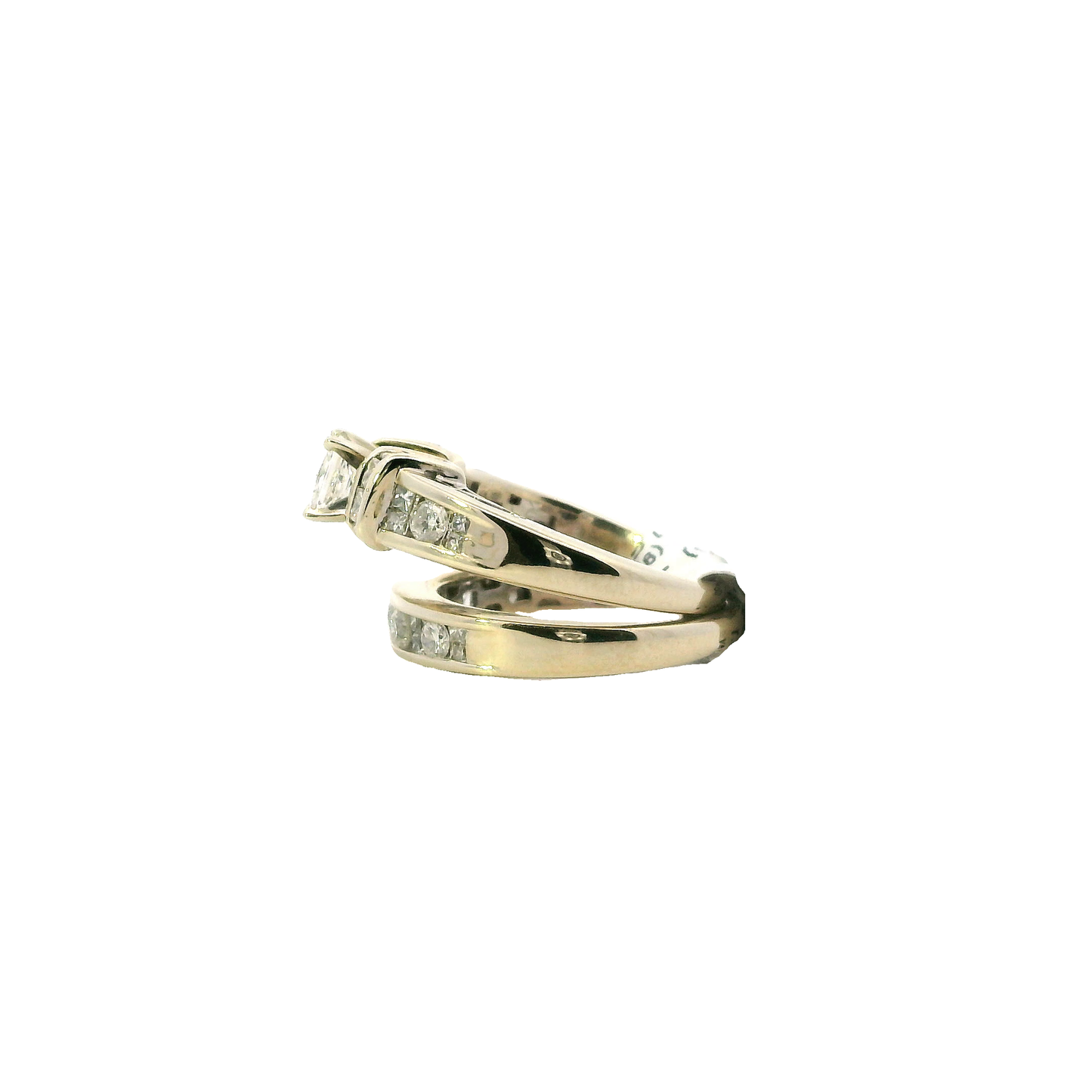 14K Yellow Gold Womens Diamond Engagement And Wedding Rings - 1.43ct