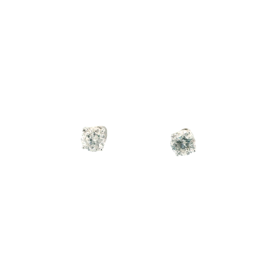 14K White Gold Diamond Stud Earrings - 0.75ct