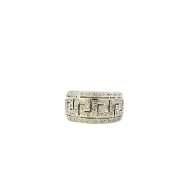 14K White Gold Diamond Womens Greek Design Ring - 0.40ct