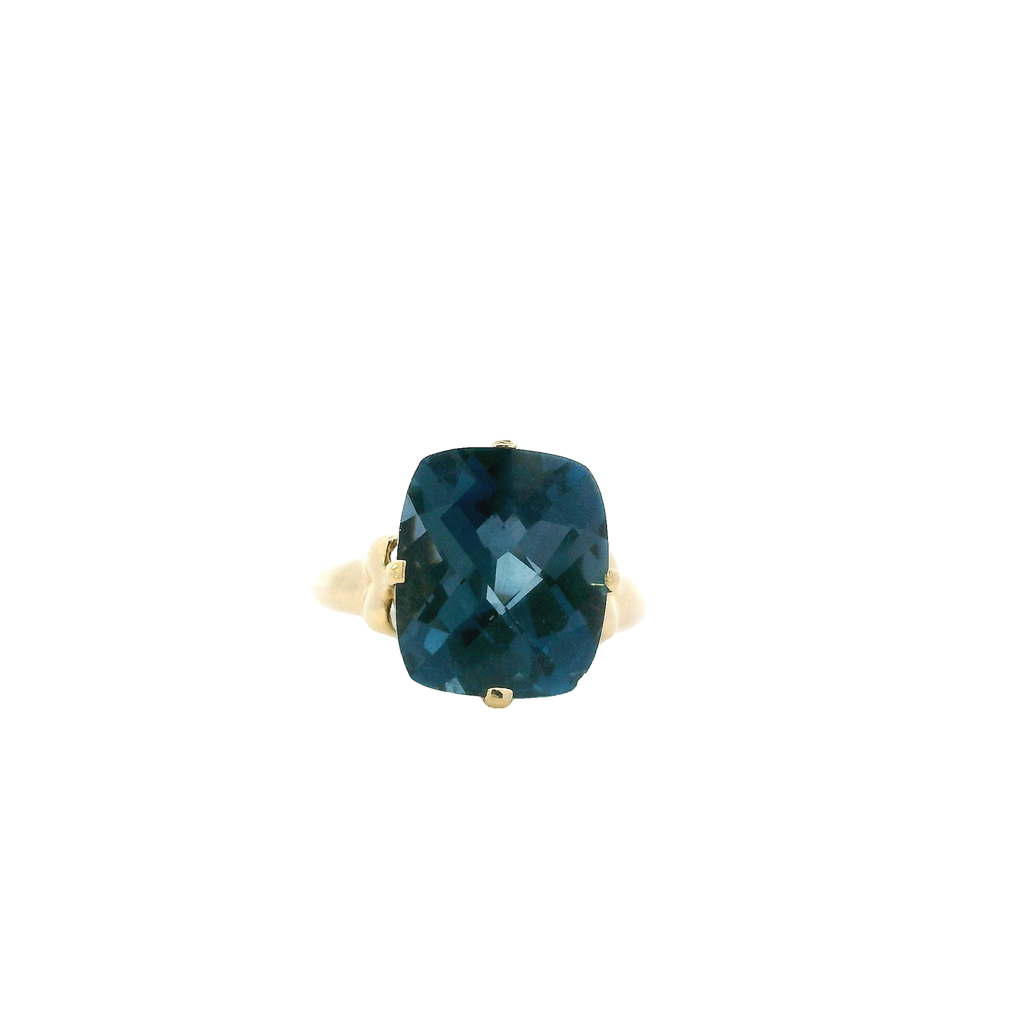 10K Yellow Gold Checkerboard London Blue Topaz