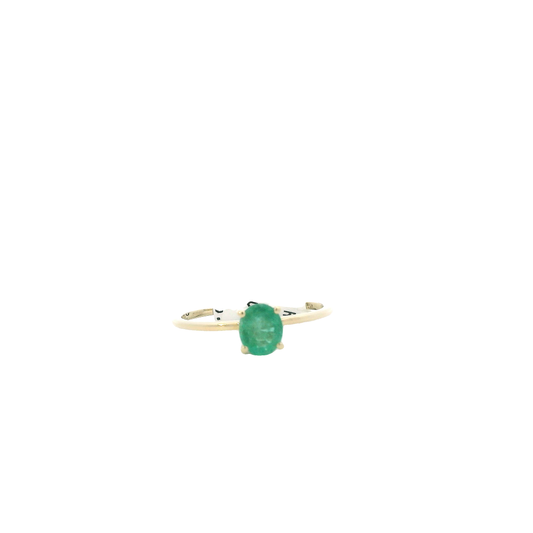10K Yellow Gold Solitaire Emerald Womens Ring