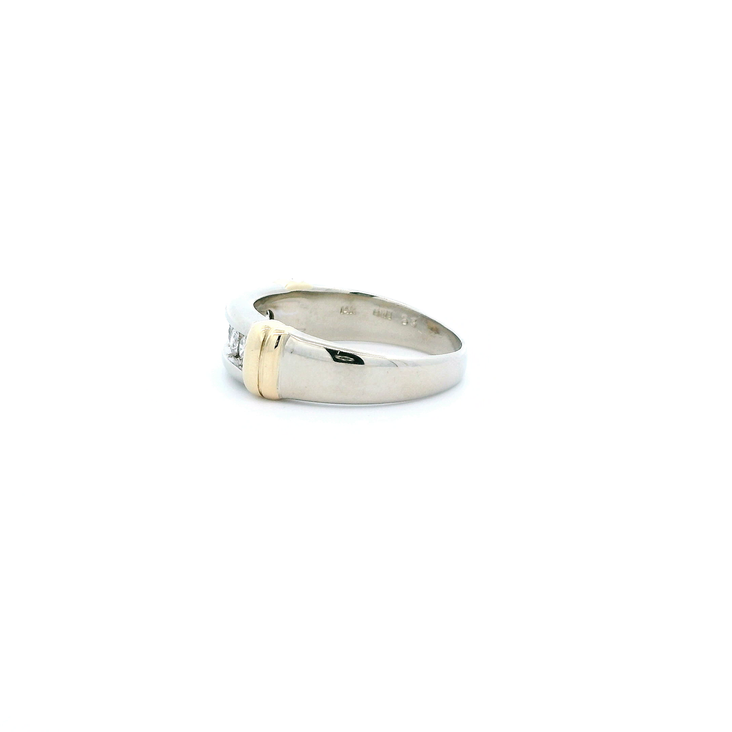 14K White & Yellow Gold Diamond Mens Ring - 0.65ct
