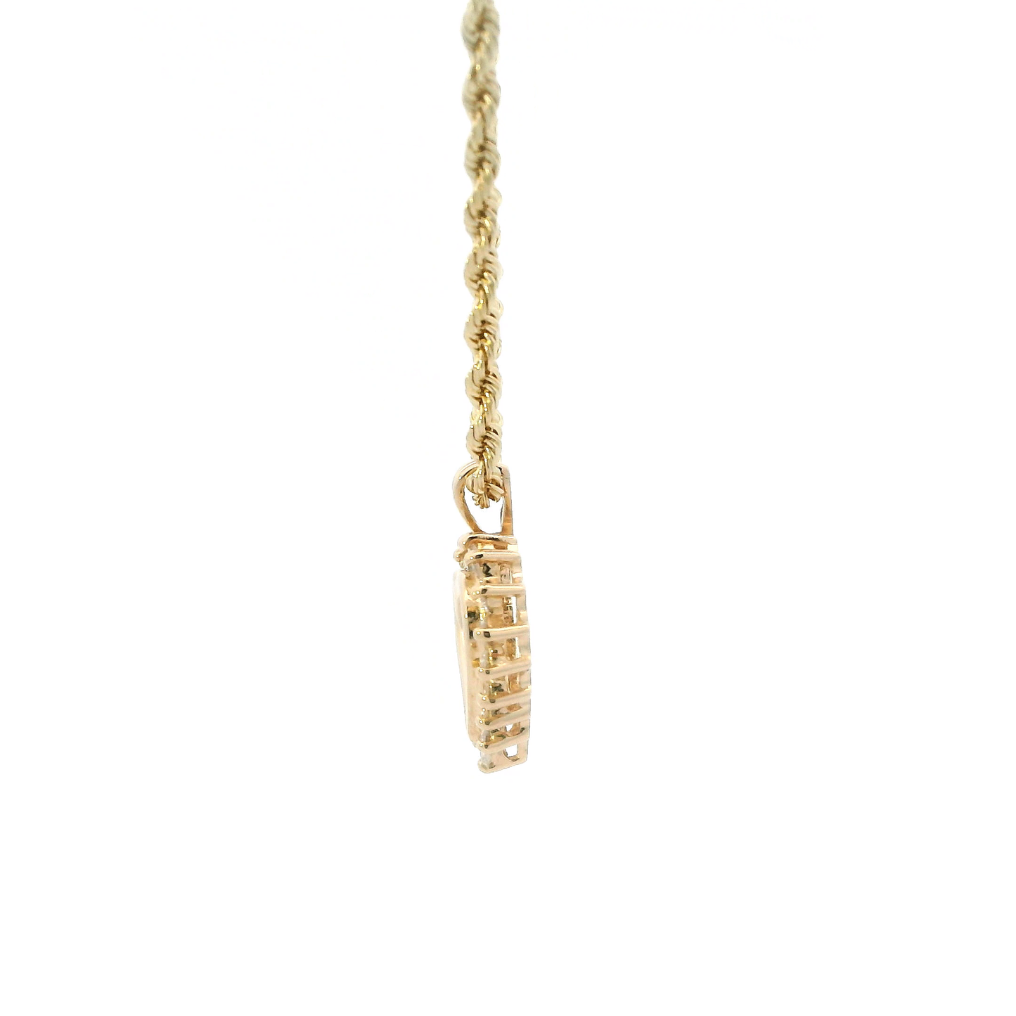 14K Yellow Gold Diamond Heart Pendant & Rope Chain - 0.40ct