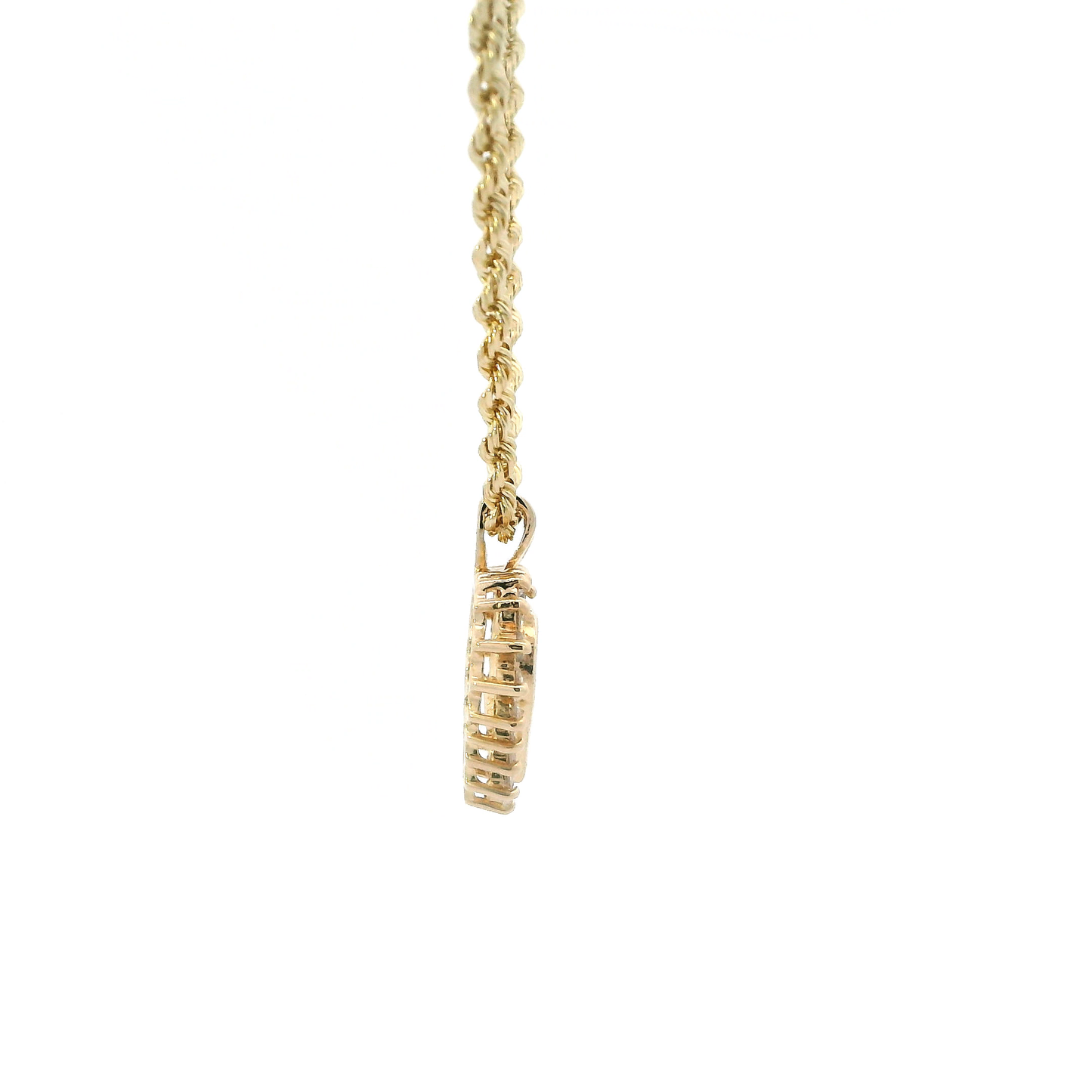 14K Yellow Gold Diamond Heart Pendant & Rope Chain - 0.40ct