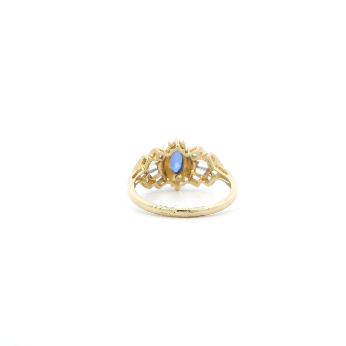 10K Yellow Gold Blue Sapphire & Diamond Ring - 0.48ct