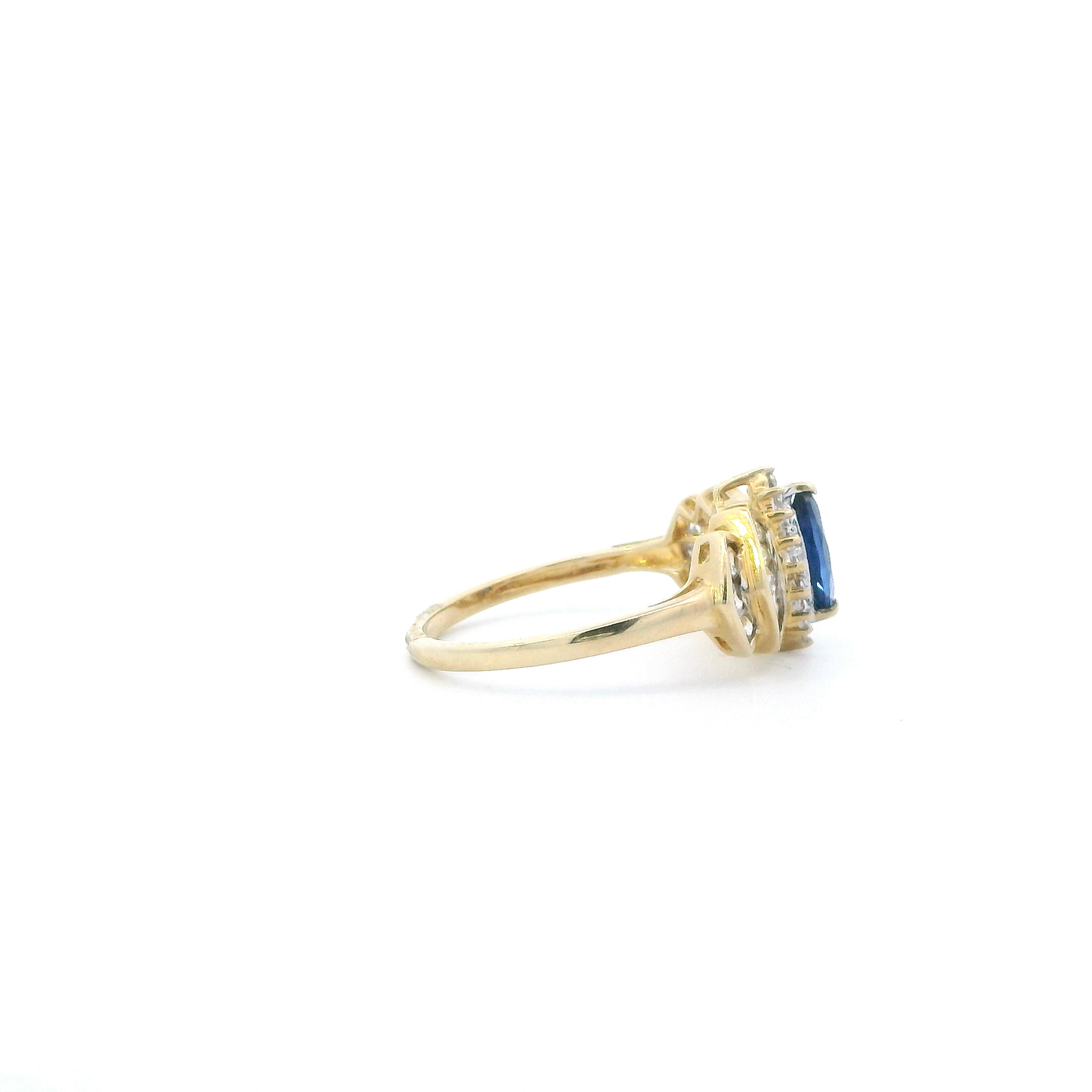 10K Yellow Gold Blue Sapphire & Diamond Ring - 0.48ct