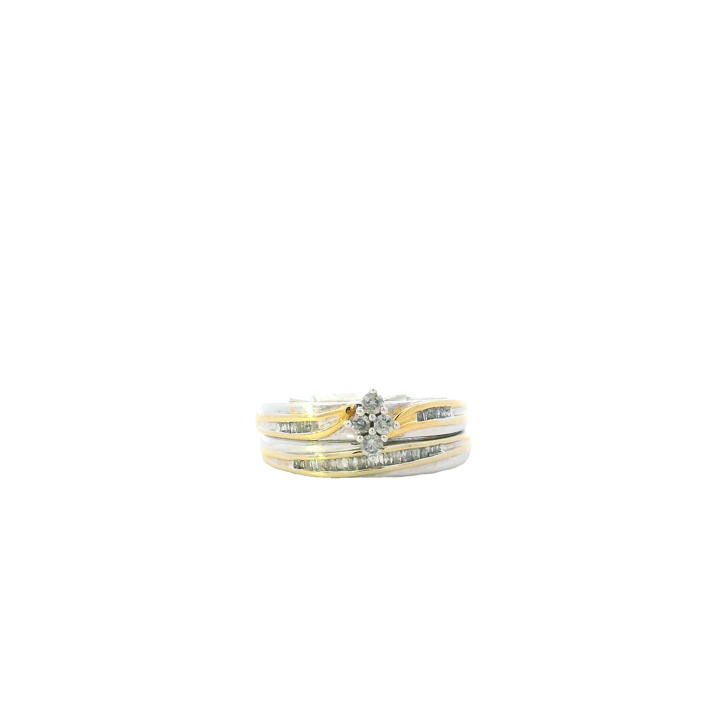 10K White Gold Diamond Womens Engagement & Wedding Ring Set - 0.39ct