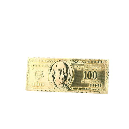 10K Yellow Gold $100 Bill Double Finger Ring