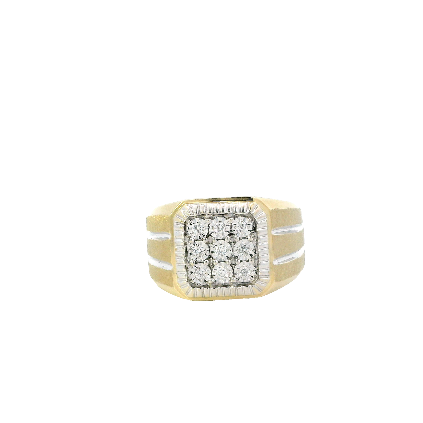 10K Yellow Gold Diamond Mens Ring -0.16ct