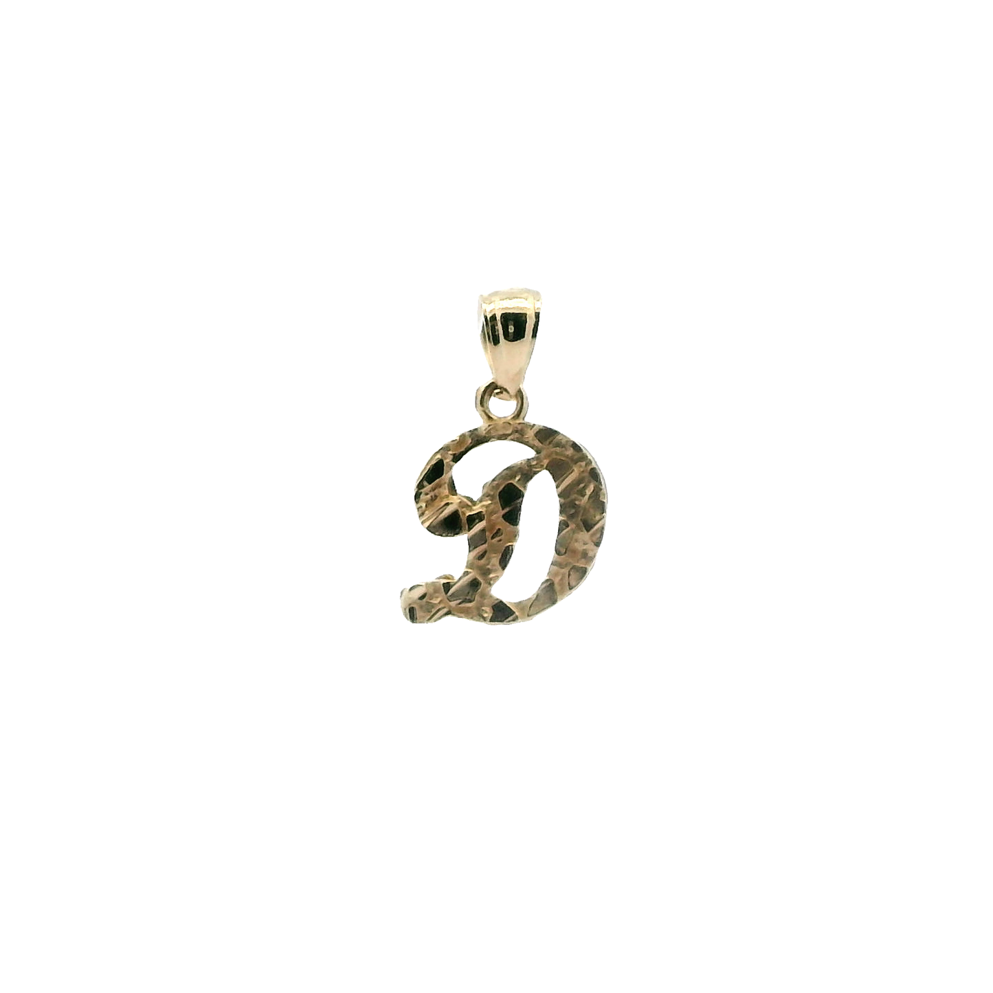10K Yellow Gold Letter "D" Nugget Pendant