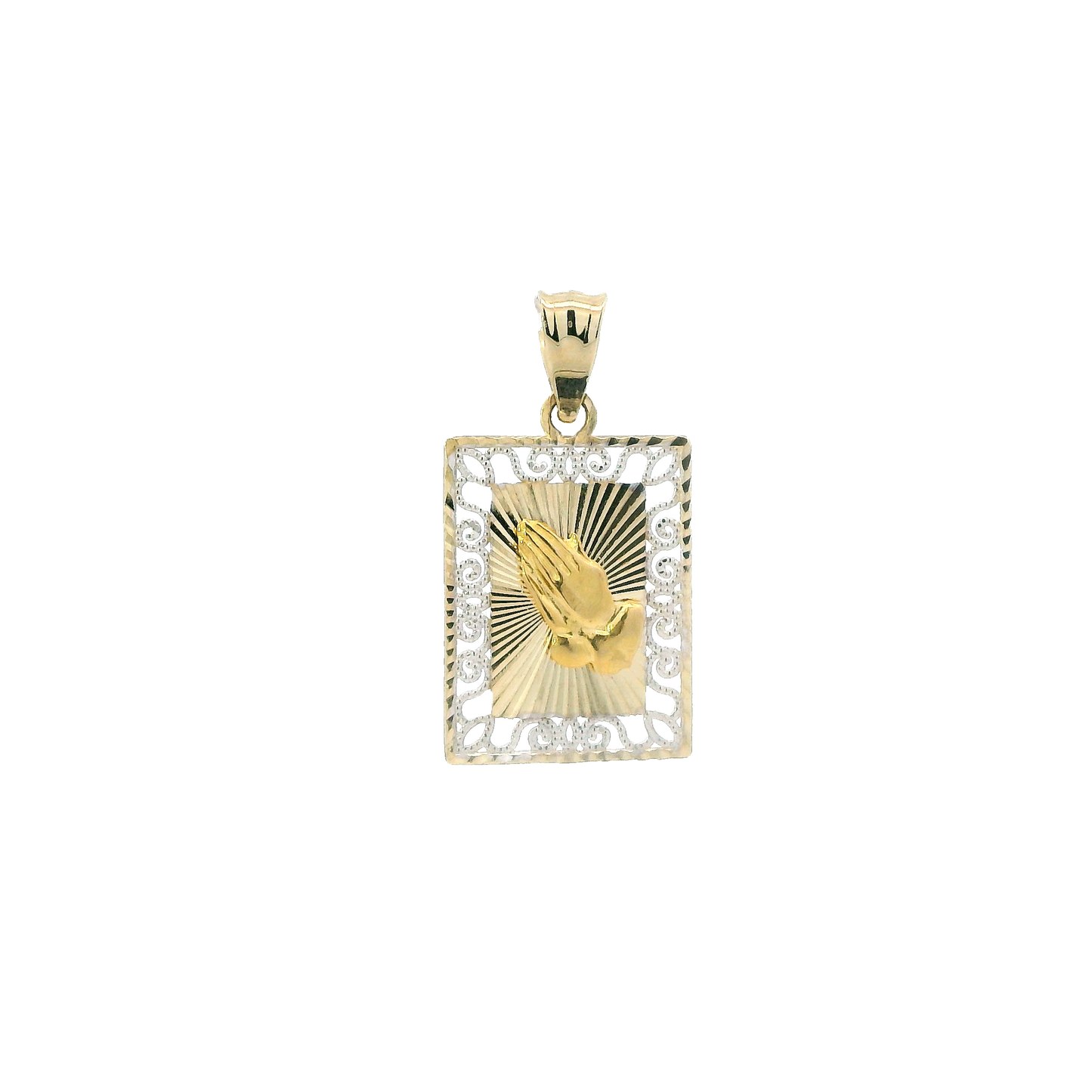 14K Yellow & White Gold Praying Hands Pendant