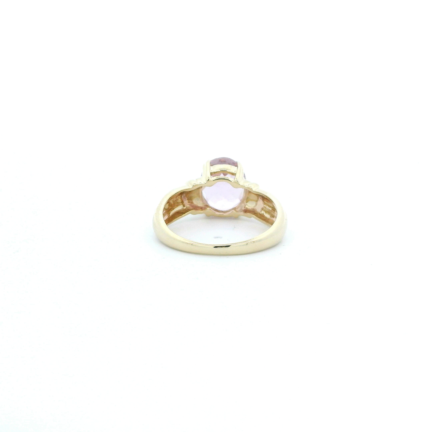 14K Yellow Gold Oval Amethyst Womens Ring
