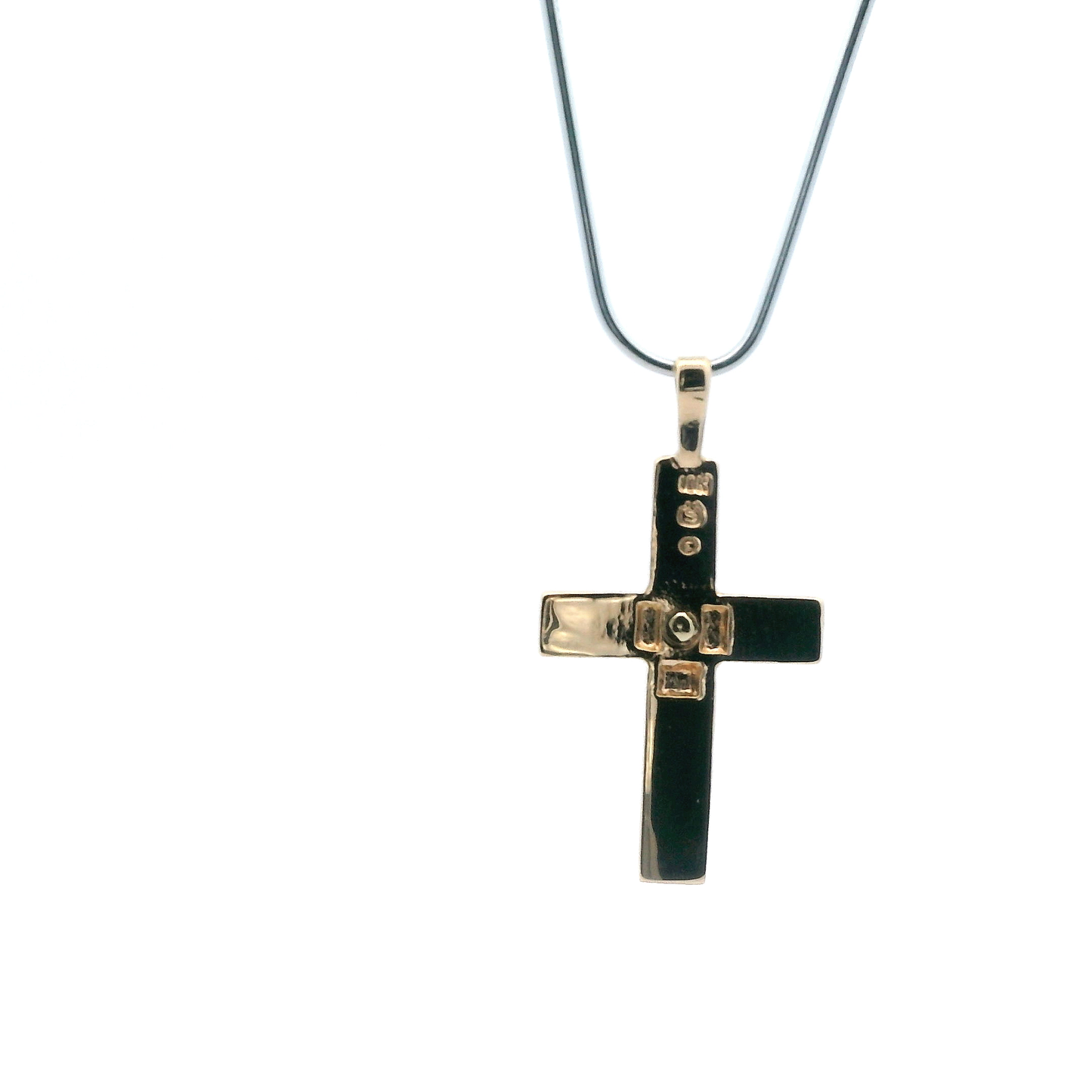 10K Yellow & Rose Gold Black Onyx Cross Pendant