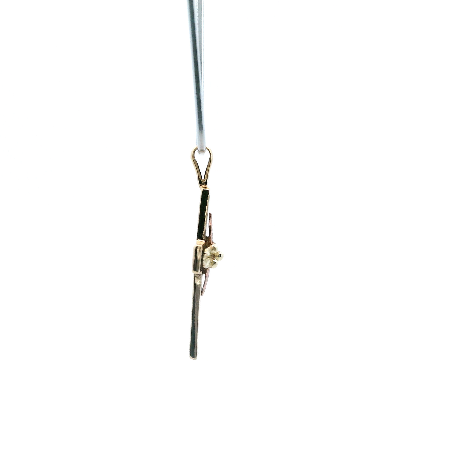 10K Yellow & Rose Gold Black Onyx Cross Pendant