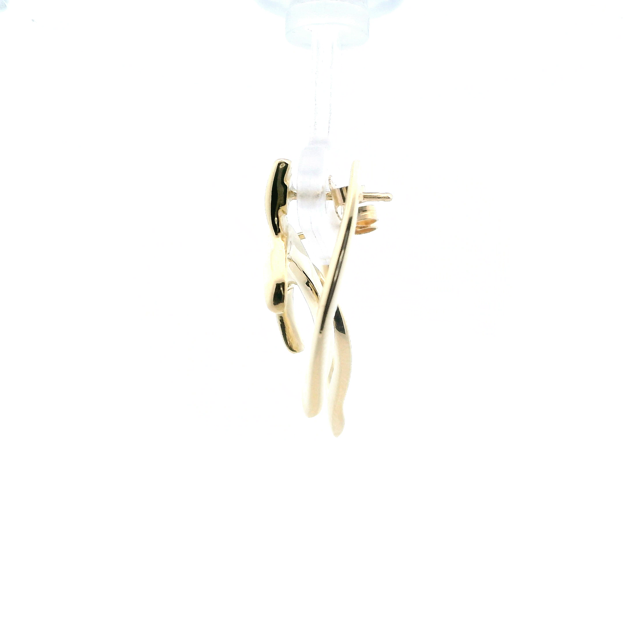 14K Yellow Gold Open Heart Stud Earring
