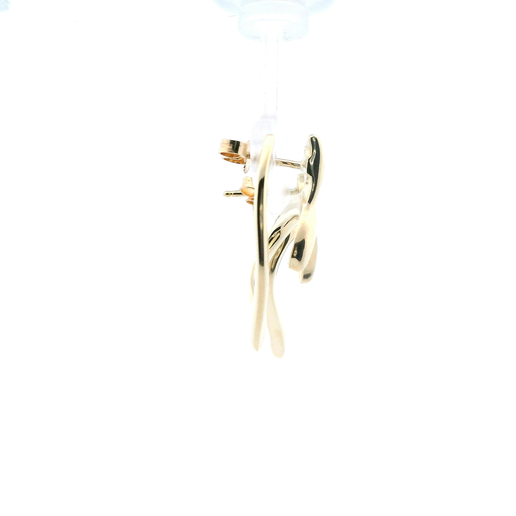 14K Yellow Gold Open Heart Stud Earring