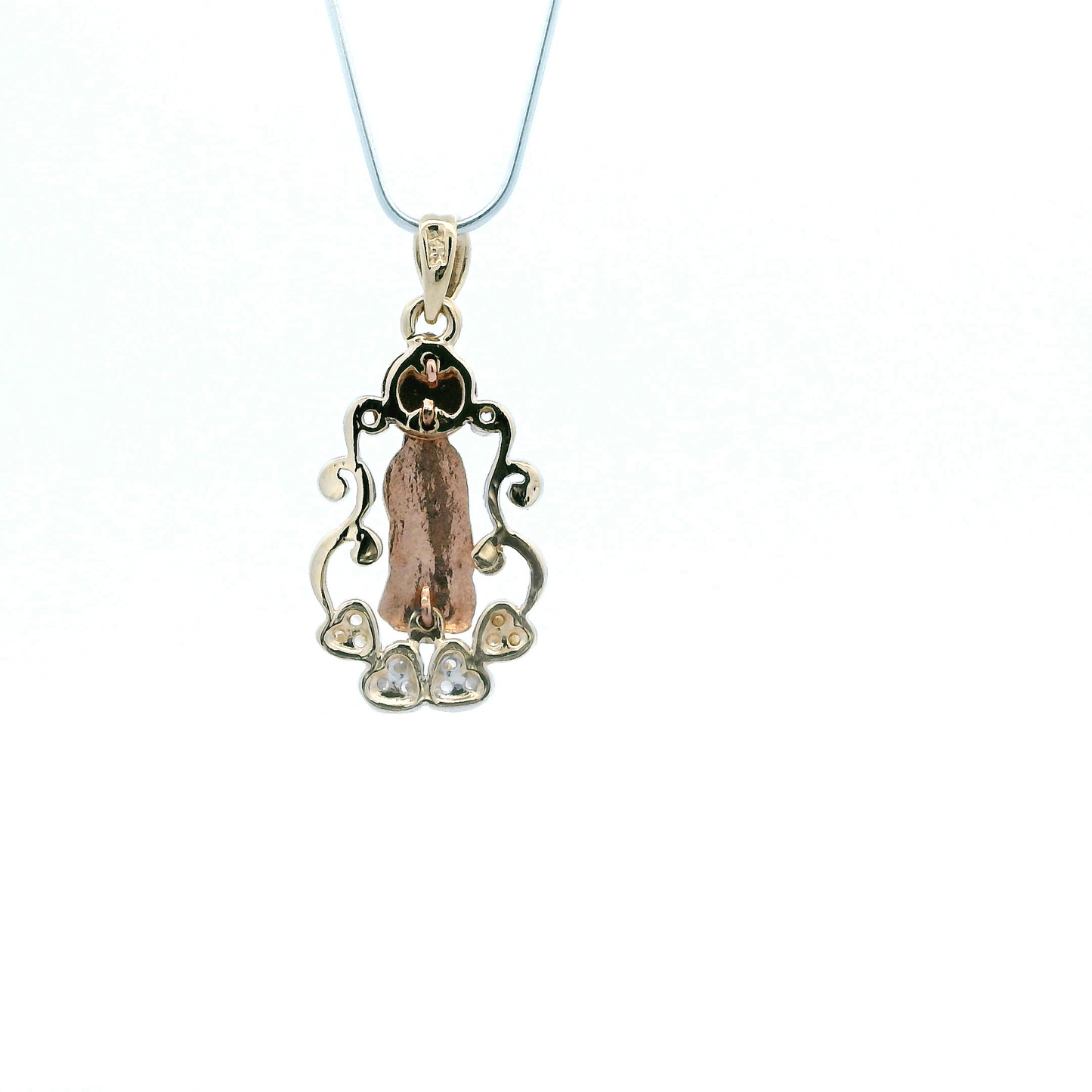 14k Tri Color Gold Virgin Mary Heart Pendant