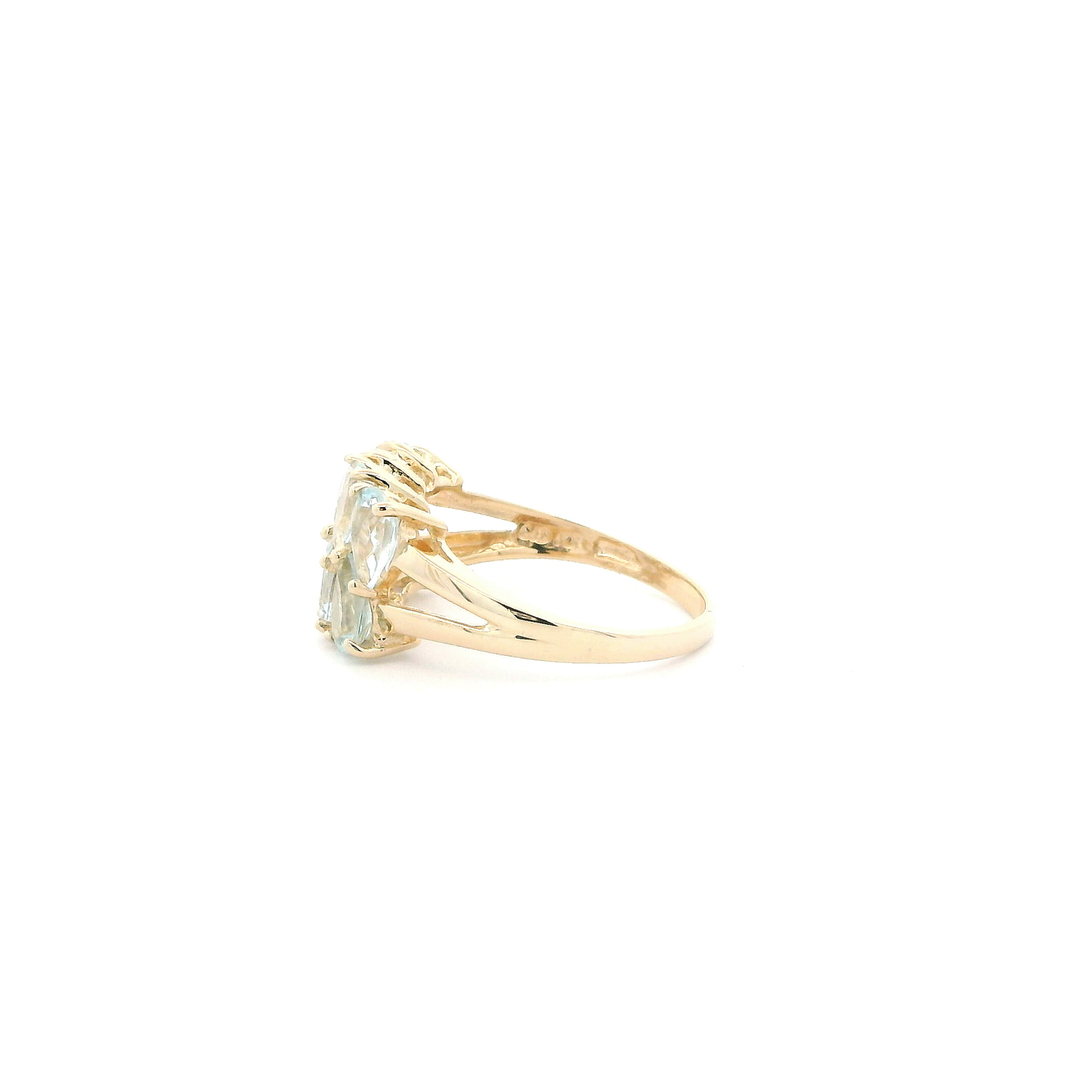 10K Yellow Gold Teardrop Earring Aquamarine Ring