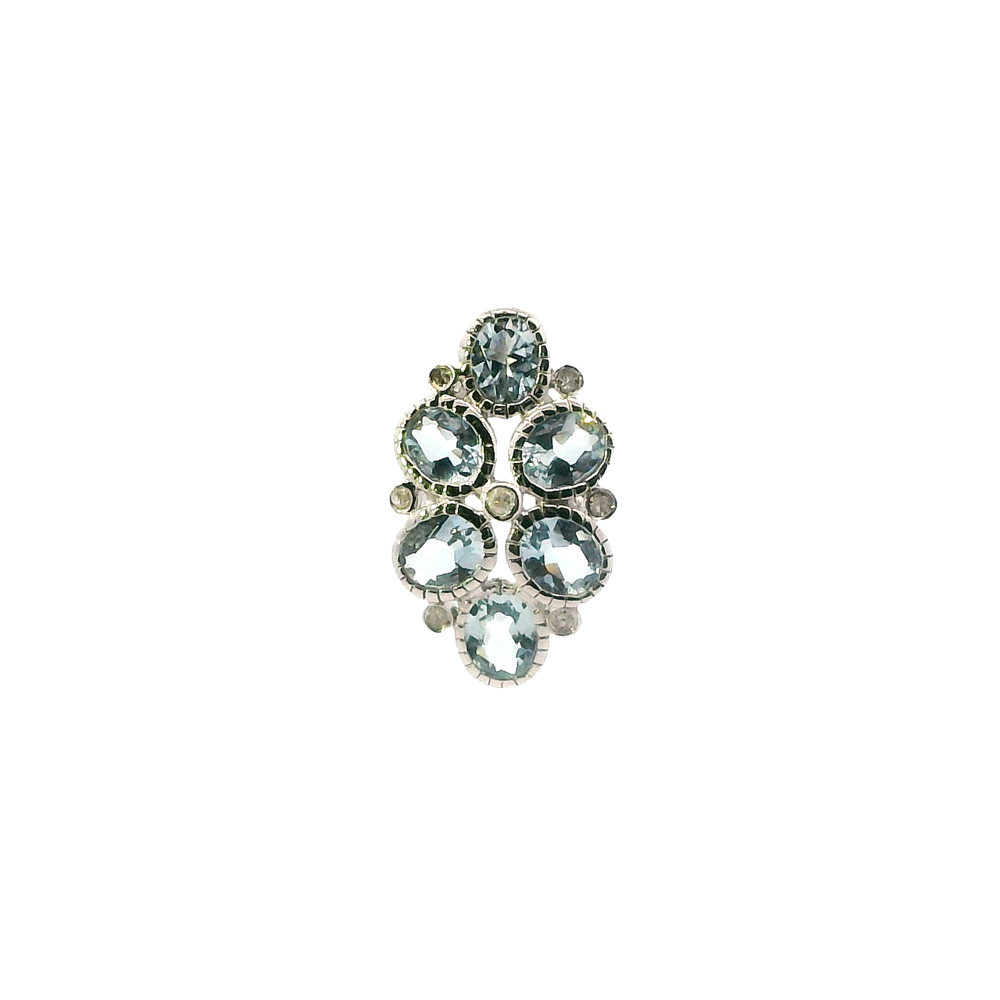 14K White Gold Diamond & Aquamarine Pendant - 0.07ct