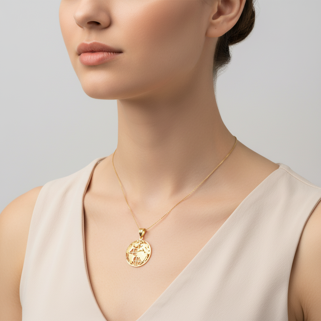 10K Yellow Gold Globe Pendant