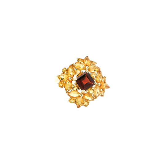 10K Yellow Gold Garnet & Citrine Ring