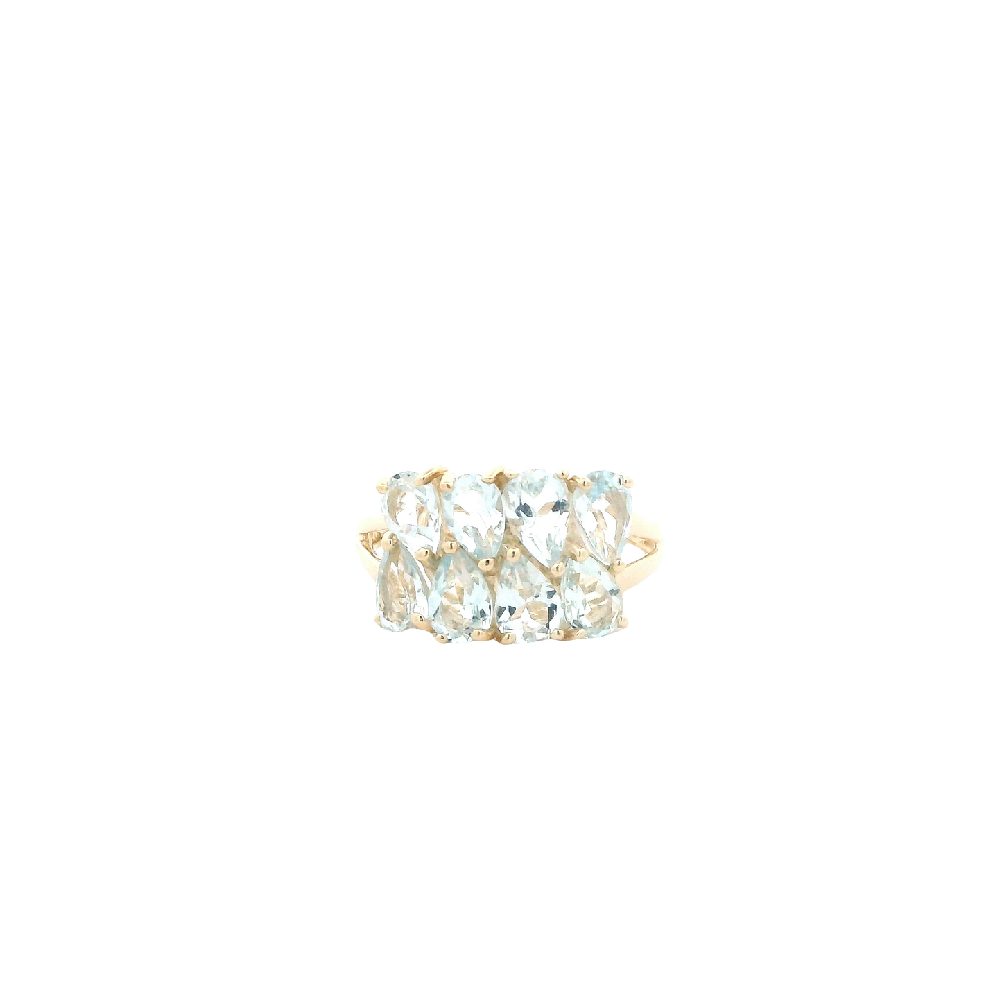 10K Yellow Gold Teardrop Earring Aquamarine Ring