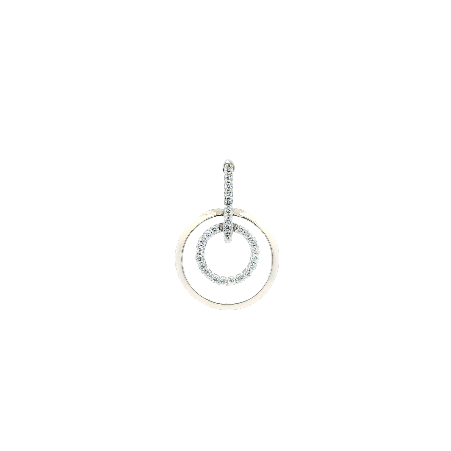 14K White Gold Diamond Circle Pendant - 0.14ct