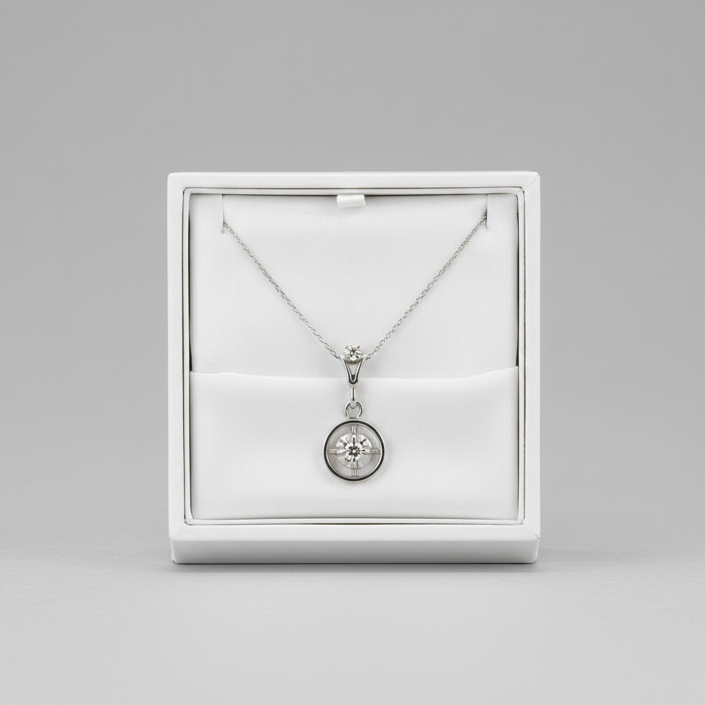 14K White Gold Diamond Pendant & 16