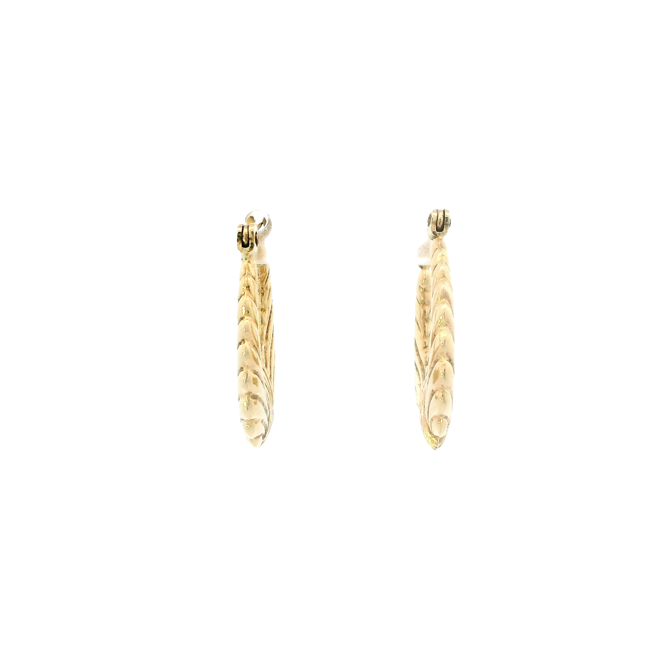 14K Yellow Gold Scalloped Hoop Earrings