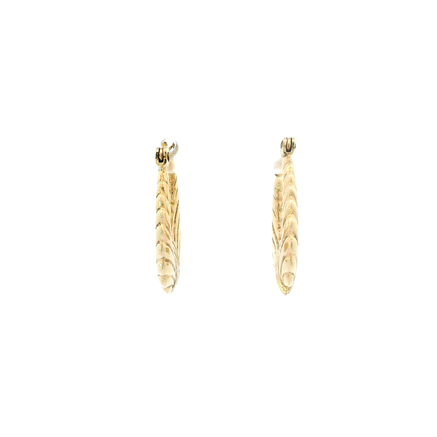 14K Yellow Gold Scalloped Hoop Earrings