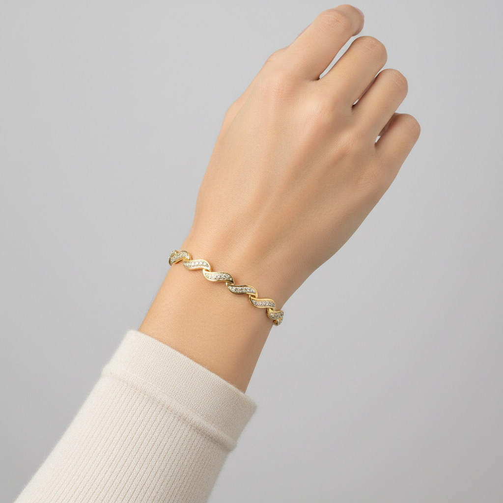 14K Yellow Gold Diamond Link Tennis Bracelet - 2.23ct
