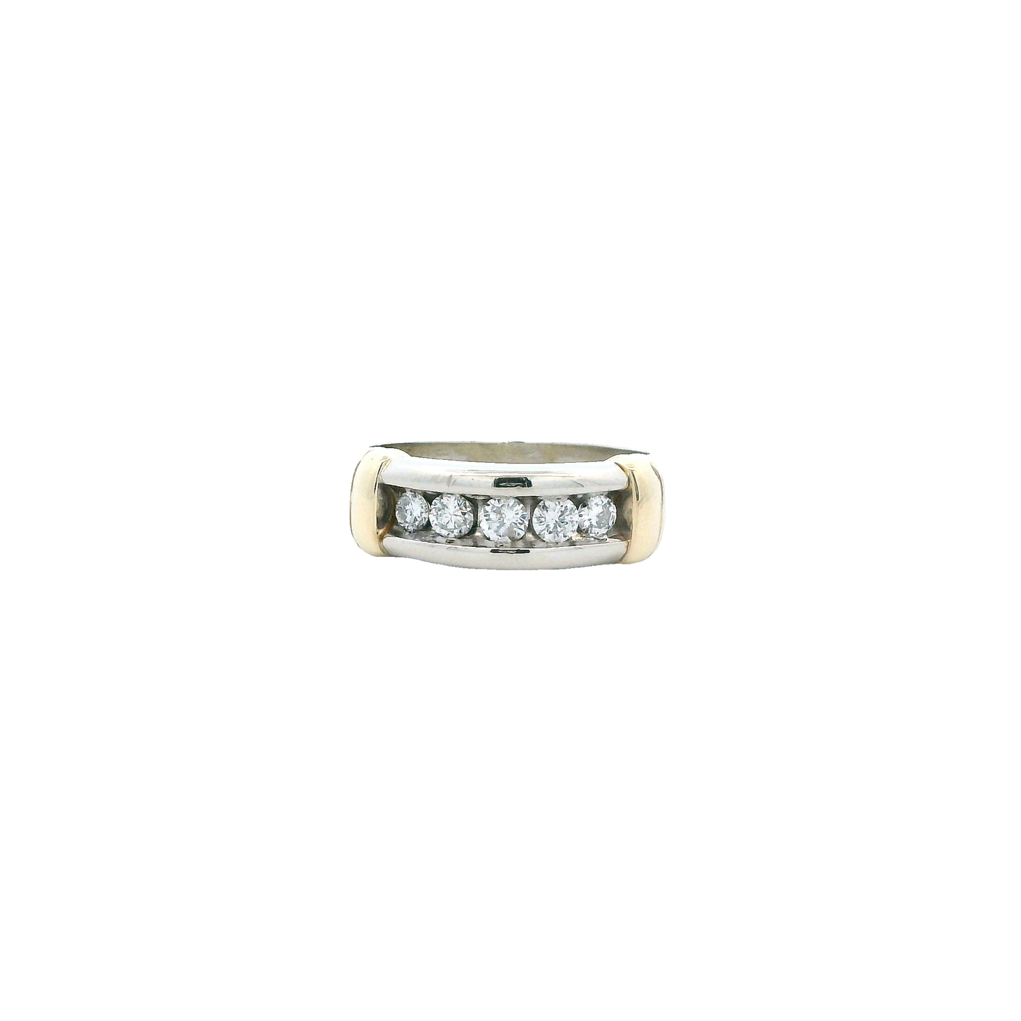 14K White & Yellow Gold Diamond Mens Ring - 0.65ct