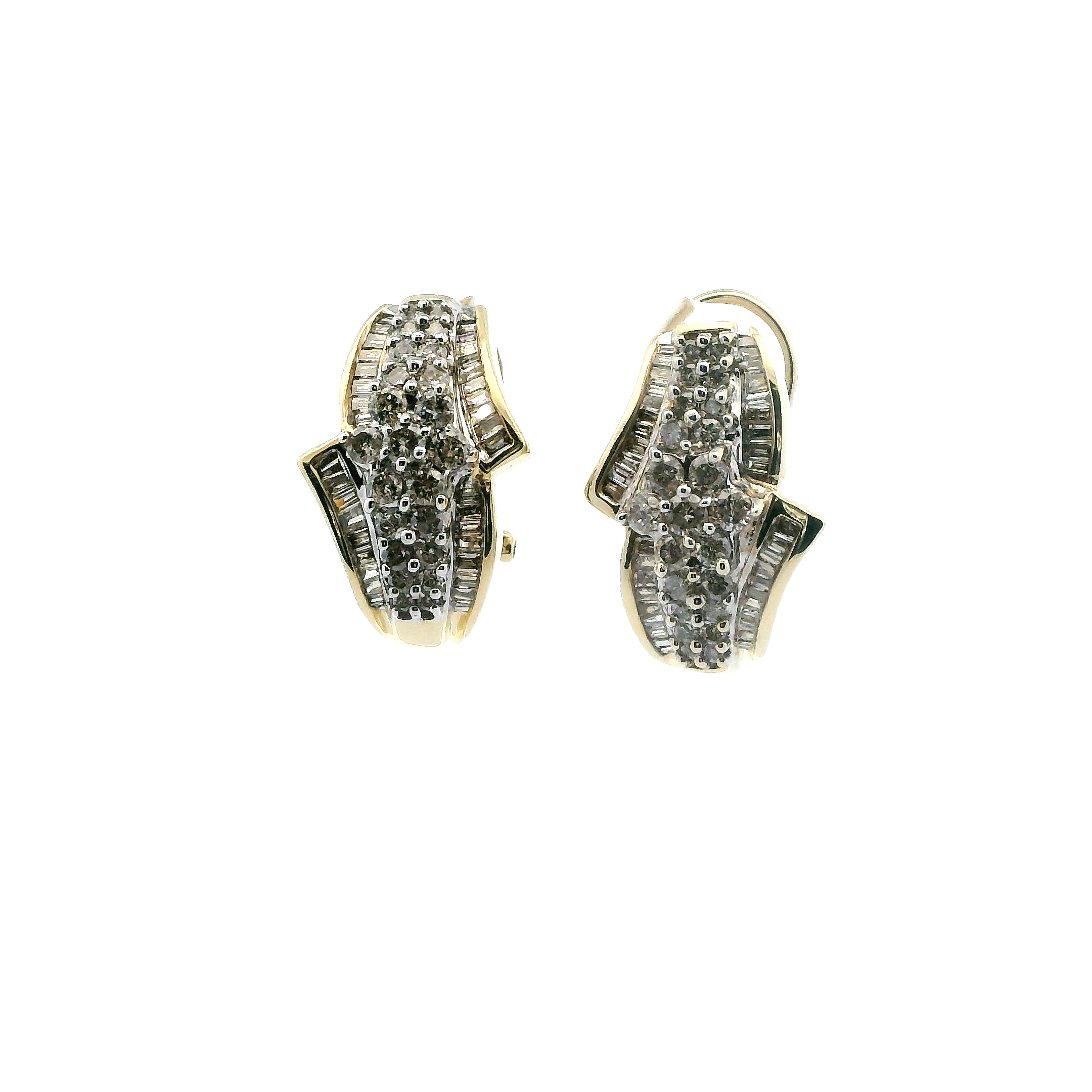 10K Yellow Gold Diamond Lever Back Earrings - 1.28ct