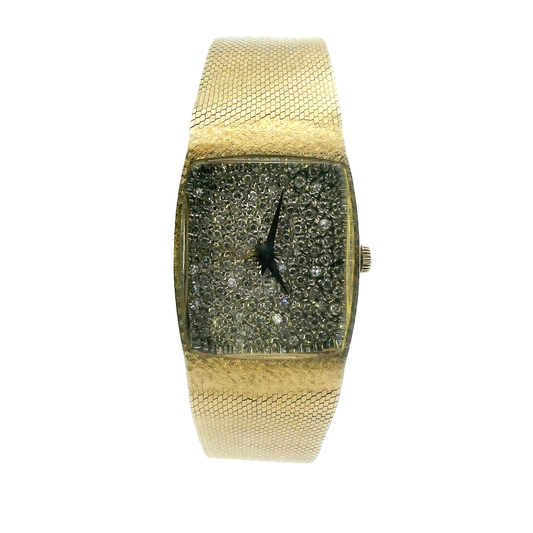 14K Yellow Gold Vintage Longines Ladies Wristwatch With Diamonds - 1.75ct