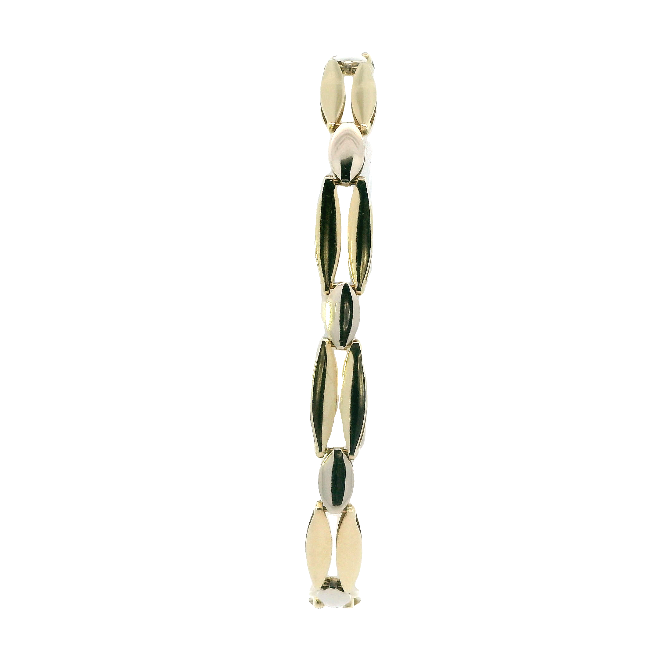 14K Yellow & White Gold Double Bar Oval Link Bracelet